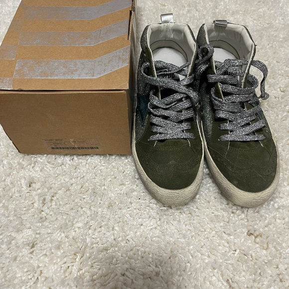 Golden Goose Mid Star Green Glitter Sz. 36 - Picture 3 of 14